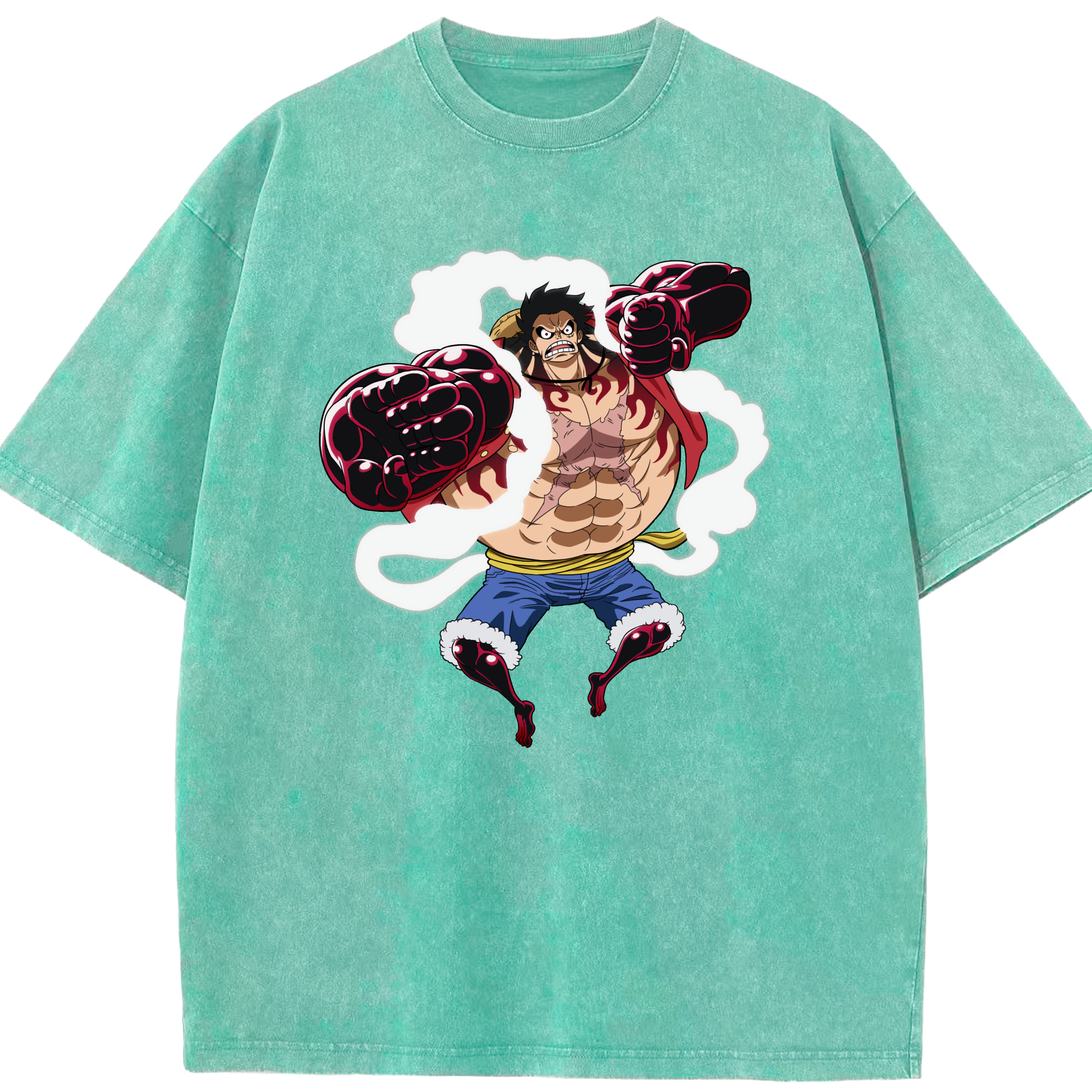 ワンピース モンキー・D・ルフィ ONE PIECE Monkey D. Luffy 綿100% ヴィンテージ風 半袖Tシャツ（フロントプリント）